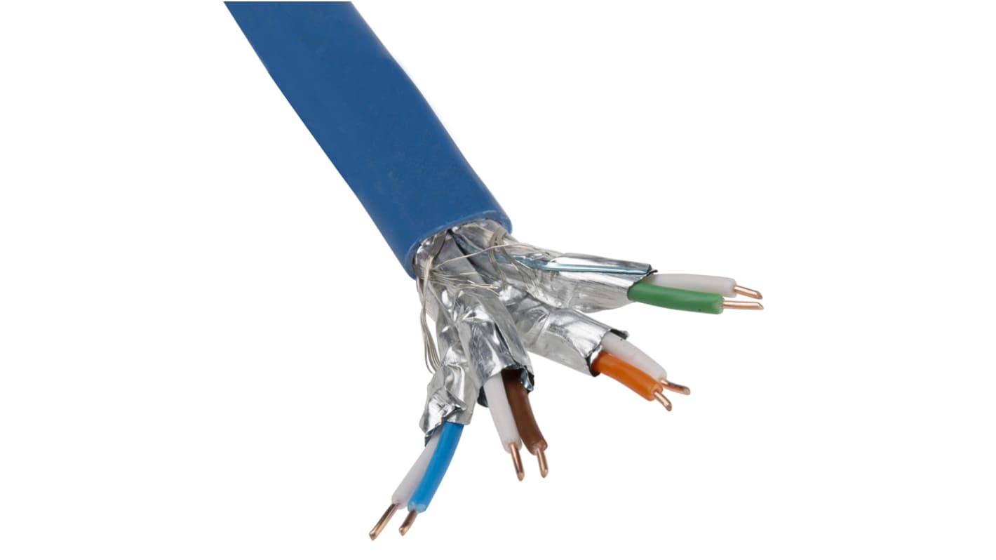RS PRO Cat7 Ethernet Cable, S/FTP, Blue LSZH Sheath, 500m, Low Smoke Zero Halogen (LSZH)