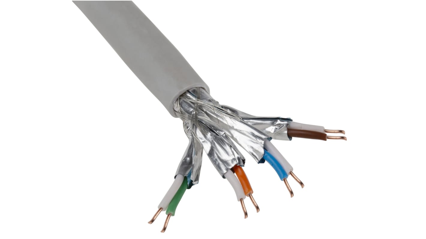 RS PRO Cat7 Ethernet Cable, S/FTP, Grey LSZH Sheath, 500m, Low Smoke Zero Halogen (LSZH)