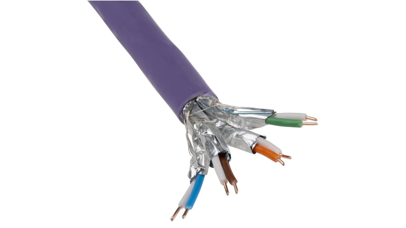 RS PRO, 100m Cat7, Purple, S/FTP, Unterminated LSZH Sheath