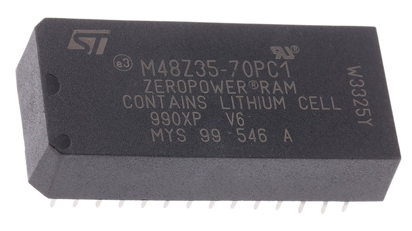 NVRAM STMicroelectronics M48Z35-70PC1, 28 pines, PCDIP, 256kbit, 5ns, Montaje en orificio pasante, 4,75 V a 5,5 V