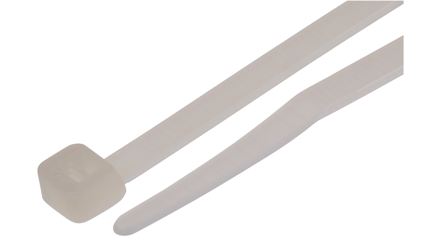 RS PRO Cable Tie, 203mm x 4.6mm, Natural Nylon, Pk-100