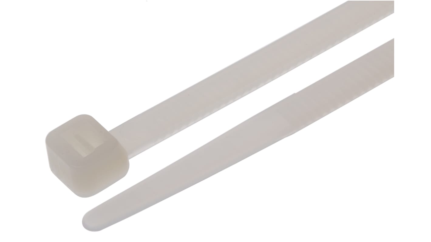 RS PRO Cable Tie, 450mm x 4.8mm, Natural Nylon, Pk-100