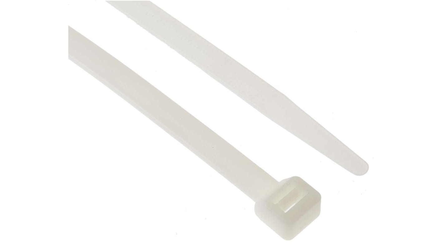 RS PRO Cable Tie, 450mm x 8 mm, Natural Nylon, Pk-100