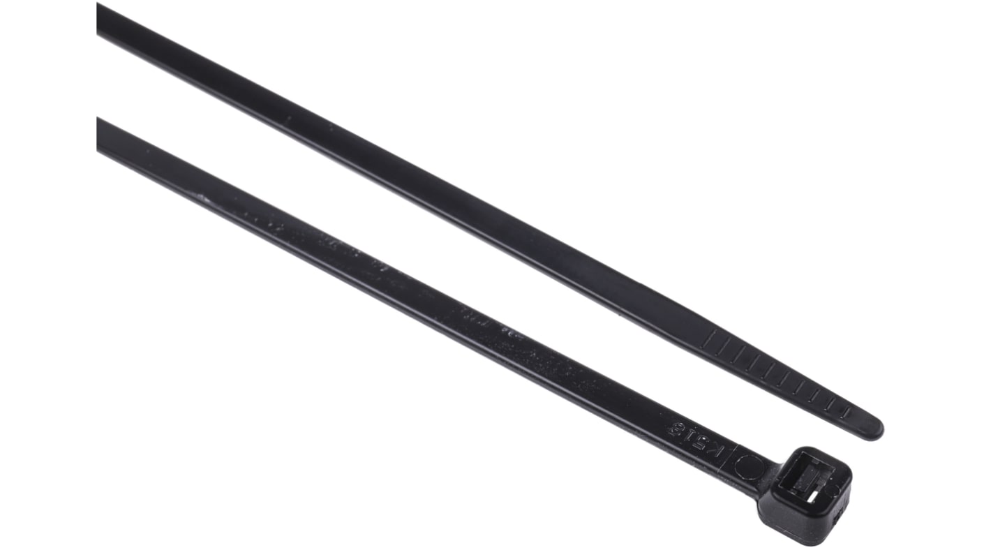 RS PRO Cable Tie, 368mm x 4.8 mm, Black Nylon, Pk-1000