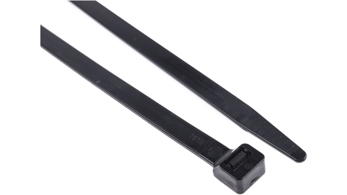 RS PRO Cable Tie, 610mm x 9 mm, Black Nylon, Pk-100