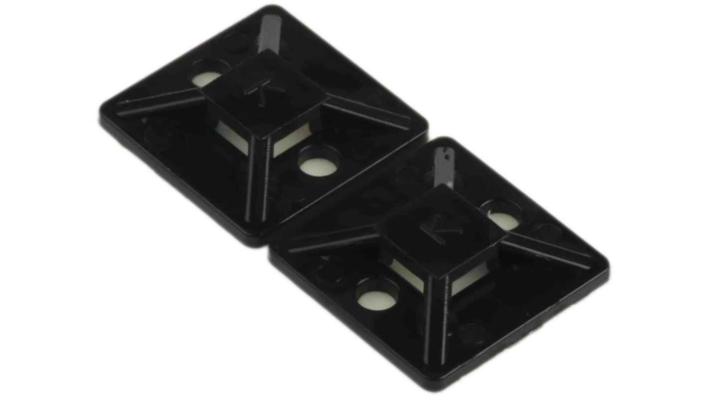 Base para bridas autoadhesiva RS PRO de Nylon 66 Negro, dim. 19.5mm x 19.5 mm, Ø montaje 3.2mm