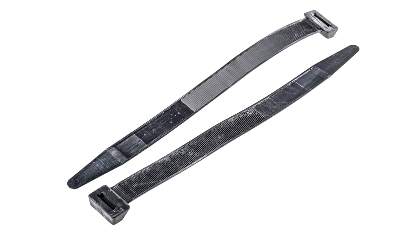 RS PRO Cable Tie, Flame Retardant, 254mm x 17.8mm, Black Nylon, Pk-50