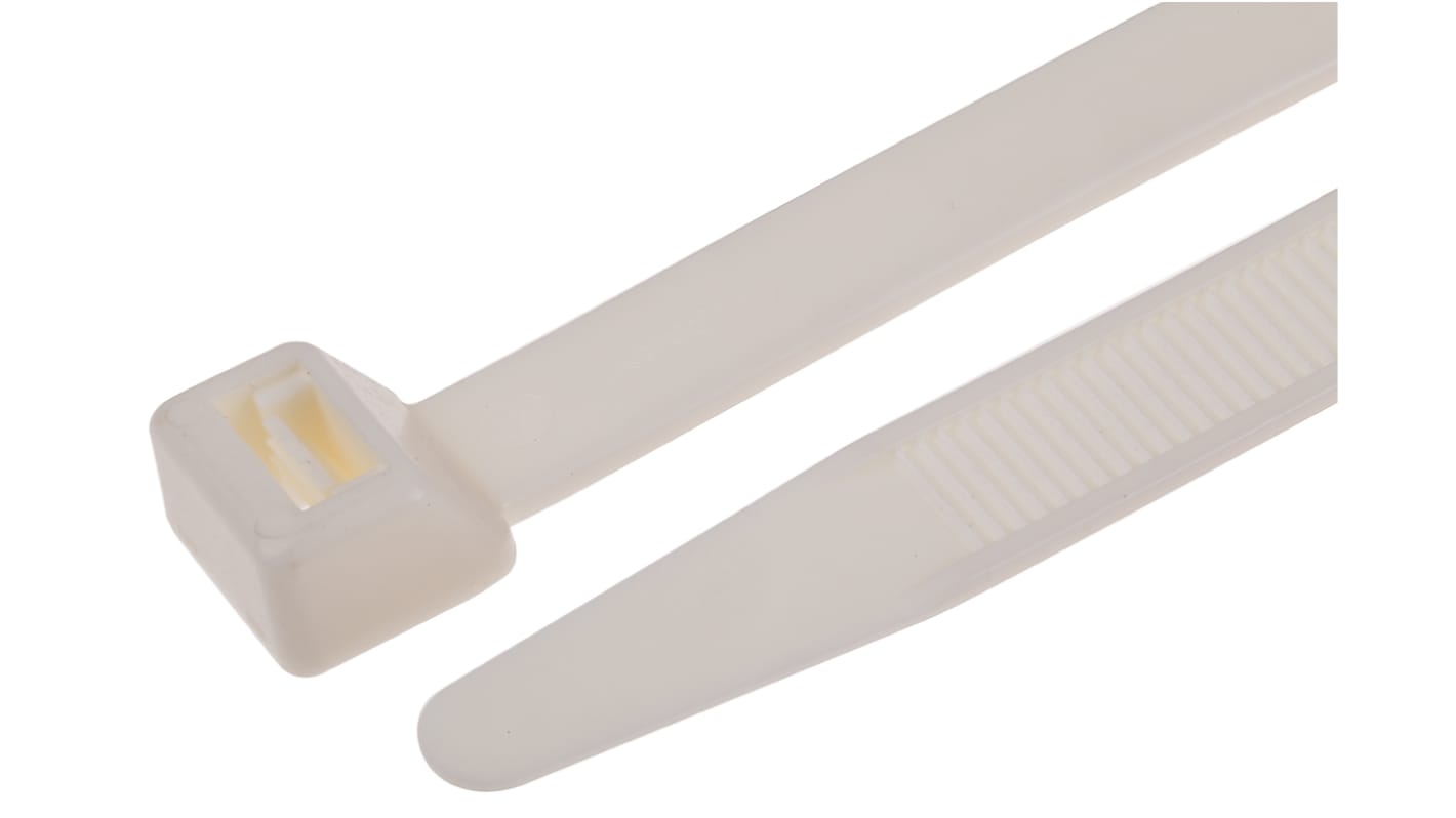 RS PRO Cable Tie, Flame Retardant, 280mm x 12.7 mm, Natural Nylon, Pk-50