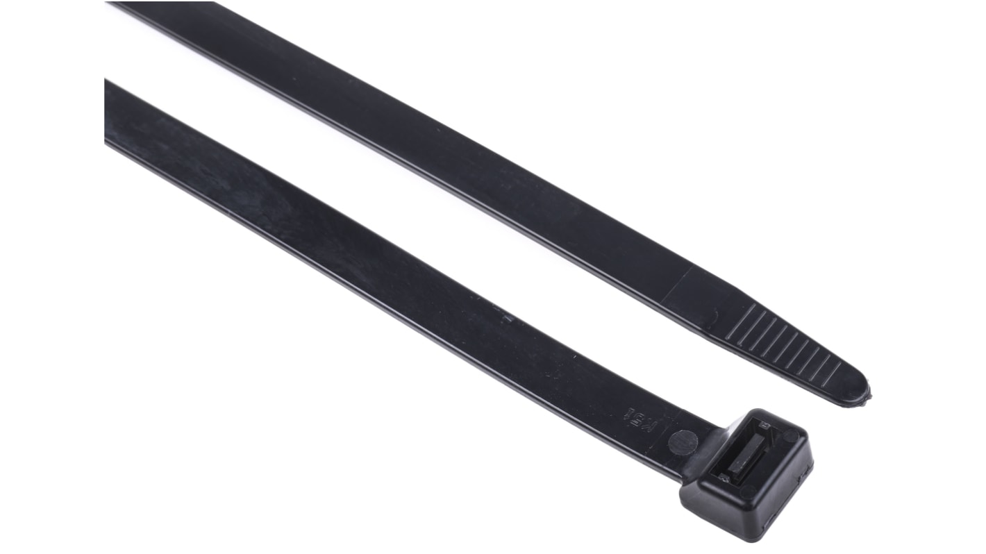 RS PRO Cable Tie, Flame Retardant, 550mm x 12.7 mm, Black Nylon, Pk-50
