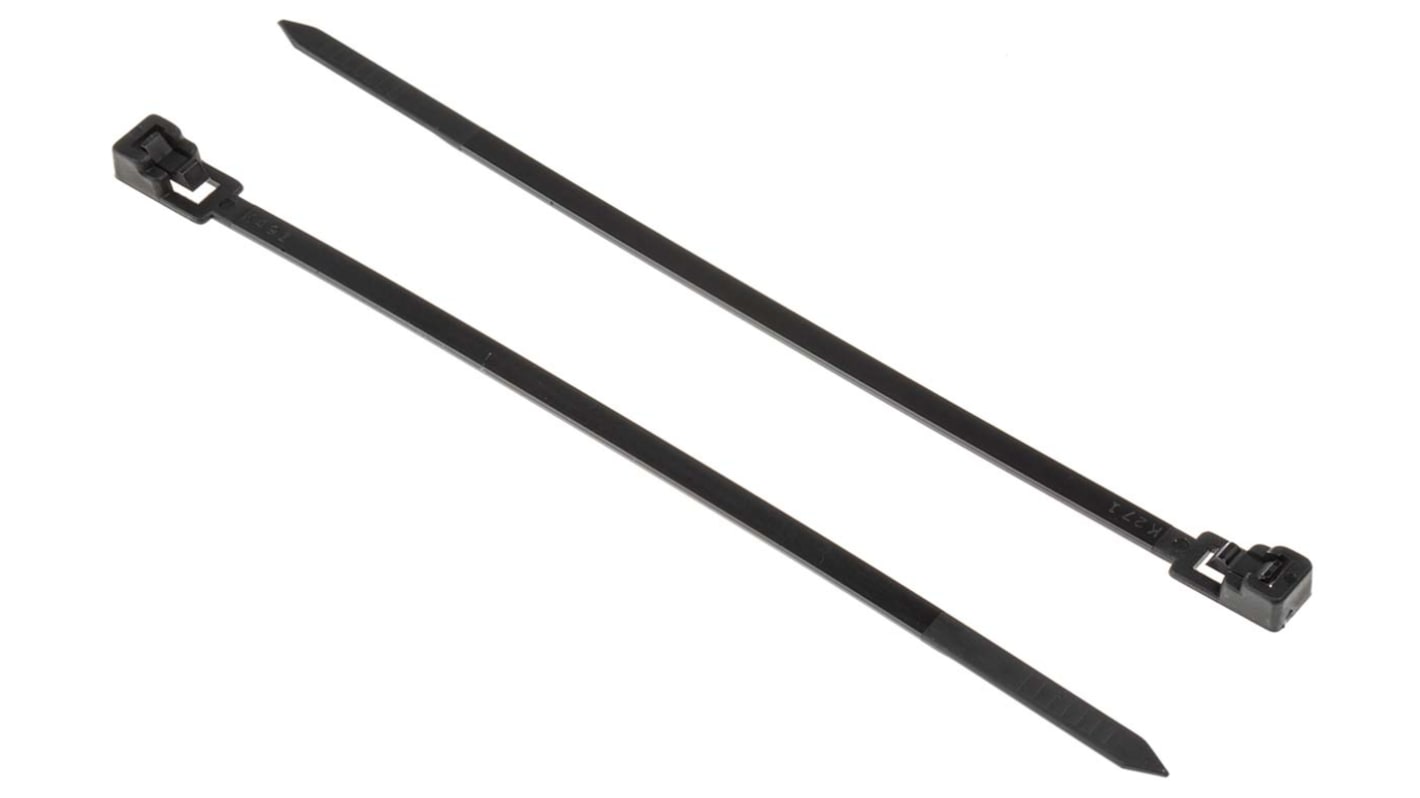 RS PRO Nylon 66 Kabelbinder lösbar Schwarz 4,5 mm x 150mm, 100 Stück