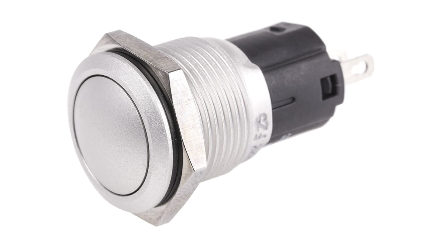 EAO 82 Series Push Button Switch, Momentary, Panel Mount, 16mm Cutout, SPDT, 240V, IP65, IP67