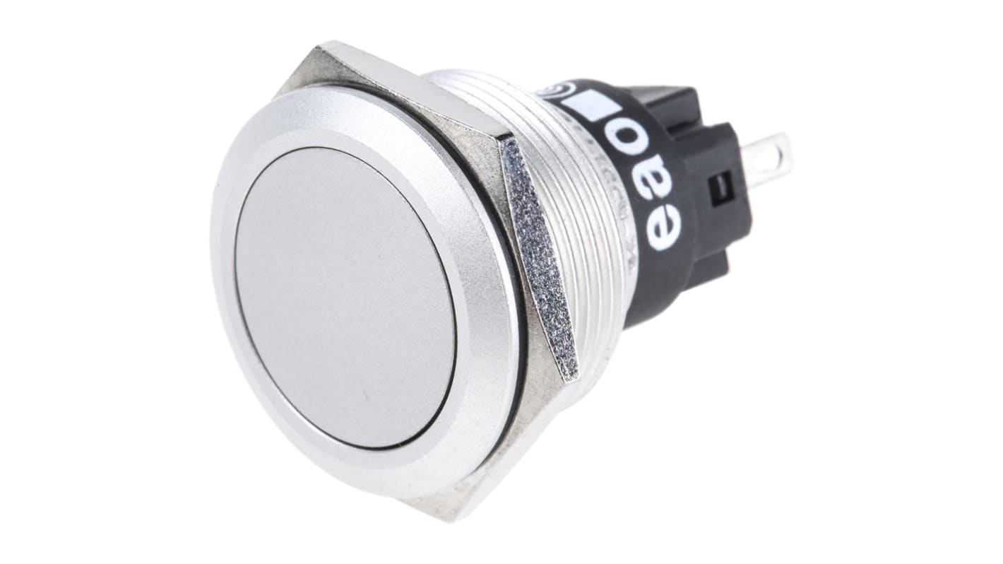 EAO 82 Series Push Button Switch, Momentary, Panel Mount, 22.3mm Cutout, SPDT, 240V, IP65, IP67