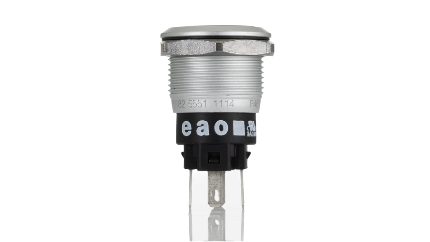 EAO 82 Series Illuminated Push Button Switch, Momentary, Panel Mount, 19mm Cutout, SPDT, Red LED, 240V, IP65, IP67