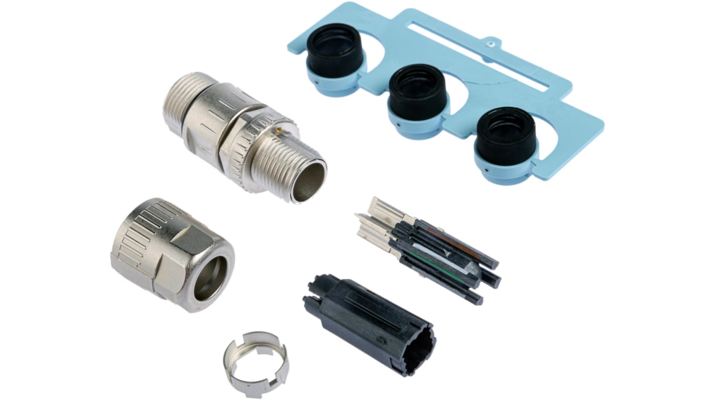 HARTING Circular Connector, 8 Contacts, M12 Connector, Plug, Male, IP65, IP67, M12 Series