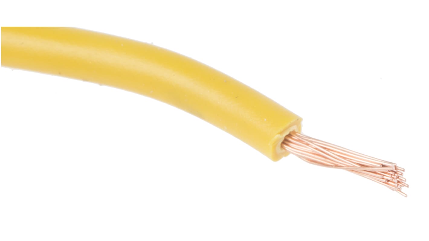 RS PRO Yellow 1mm² Hook Up Wire, 18 AWG, 32/0.2 mm, 25m, PVC Insulation