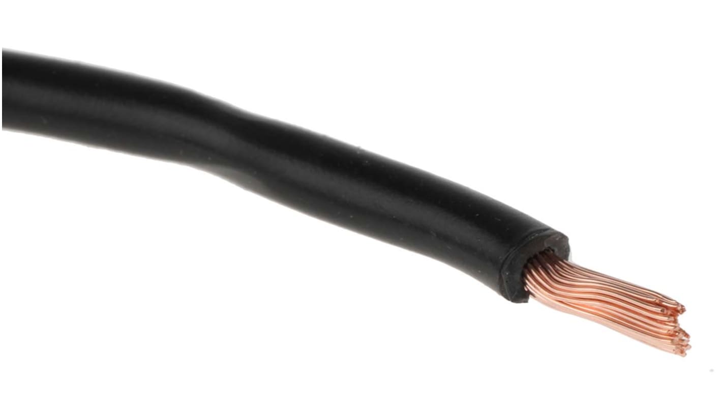 RS PRO Black 1.5mm² Hook Up Wire, 15 AWG, 30/0.25 mm, 25m, PVC Insulation