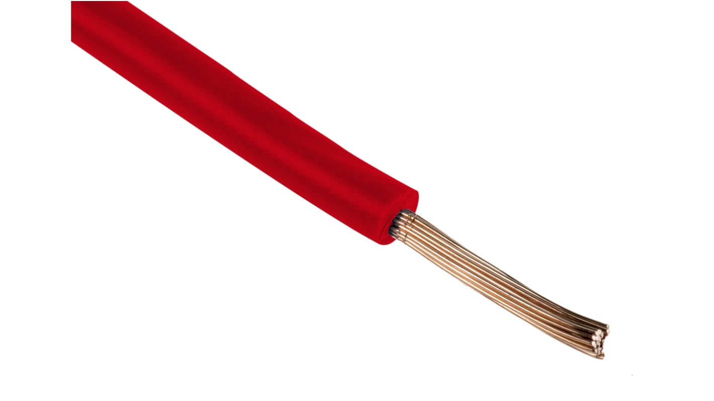 RS PRO Red 1.5mm² Hook Up Wire, 15 AWG, 30/0.25 mm, 25m, PVC Insulation