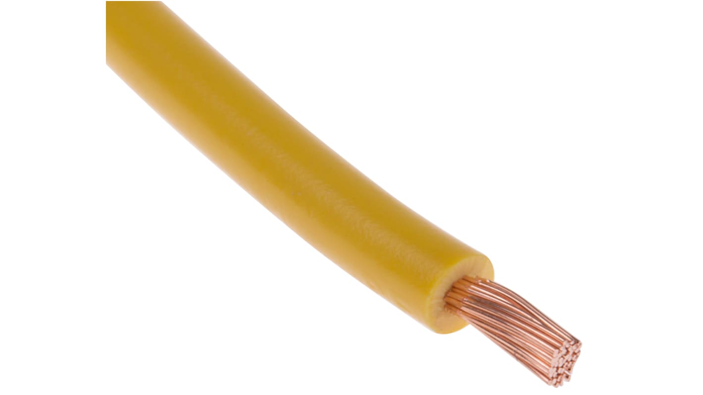 RS PRO Yellow 2.5 mm² Tri-rated Cable, 13 AWG, 50/0.25 mm, 100m, PVC Insulation