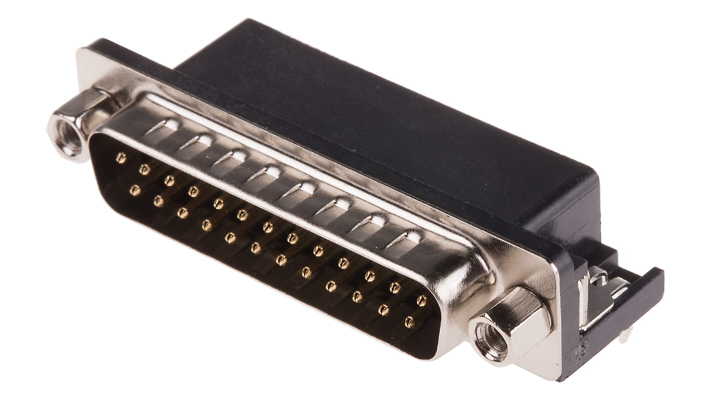 RS PRO 25 Way Right Angle Through Hole D-sub Connector Plug, 2.77mm Pitch, with 4-40 UNC Screwlocks