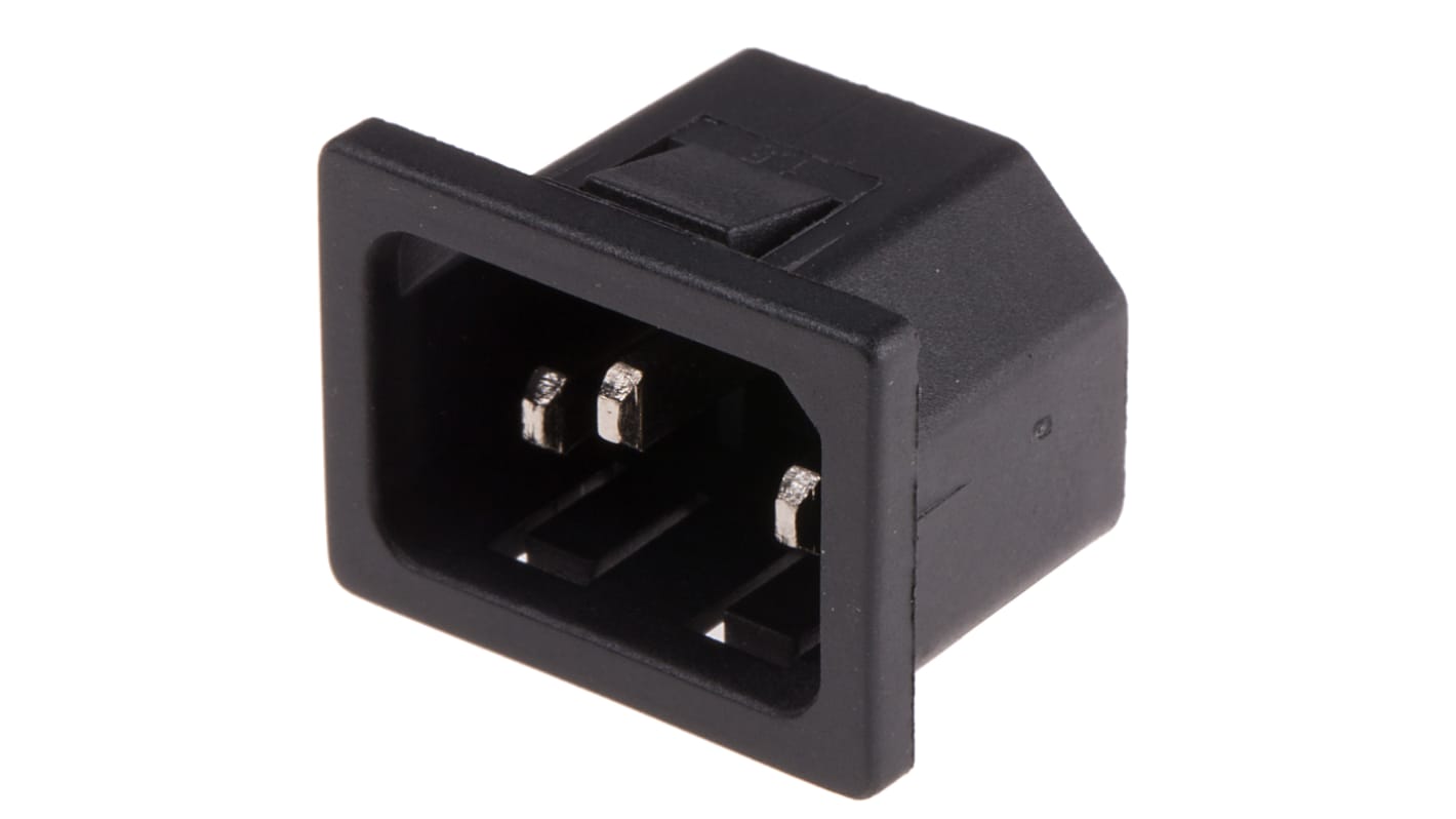 Conector IEC C14 macho RS PRO, Ángulo de 90° , Encaje a Presión, 250 V, 10A, , con interruptor