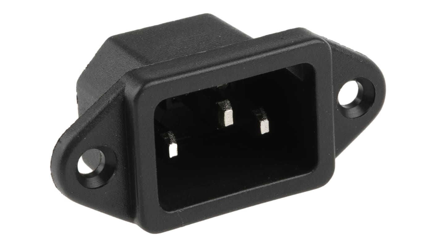 Conector IEC C14 macho RS PRO, Recto, Montaje en Panel, 250 V, 10A, , con interruptor