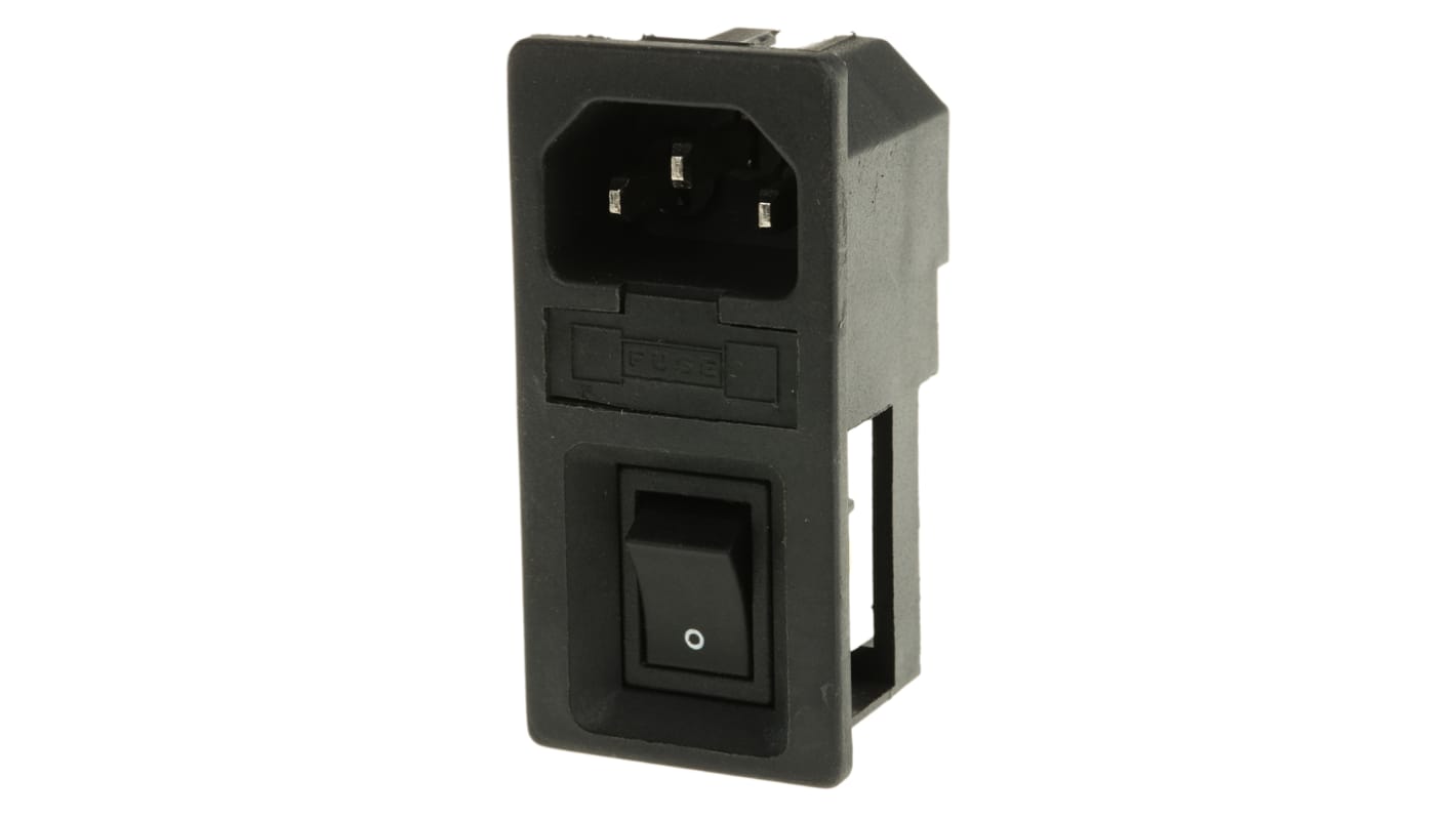 RS PRO C14插头 IEC连接器, 卡入式安装, 250 V, 6A, 1个5 x 20mm保险丝