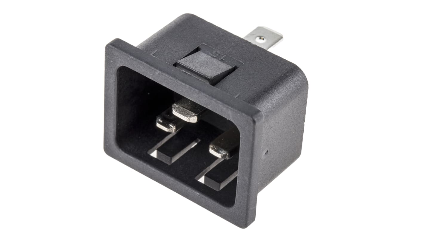 Conector IEC C20 macho RS PRO, , Encaje a Presión, 250 V, 16A, , con interruptor