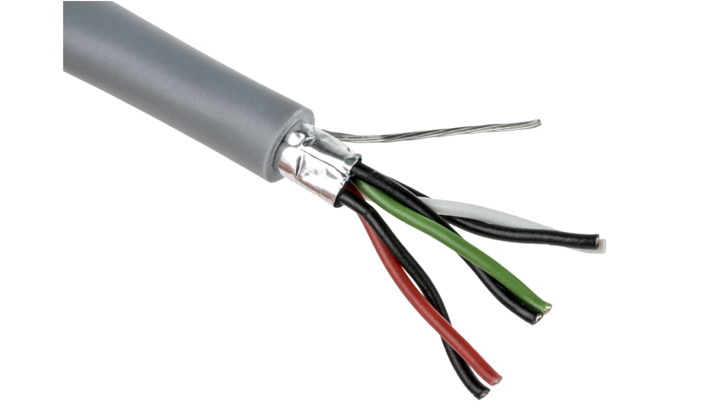 RS PRO Data Cable, 3 Pairs, 0.22 mm², Screened, 24 AWG, 100m, Screened Shield