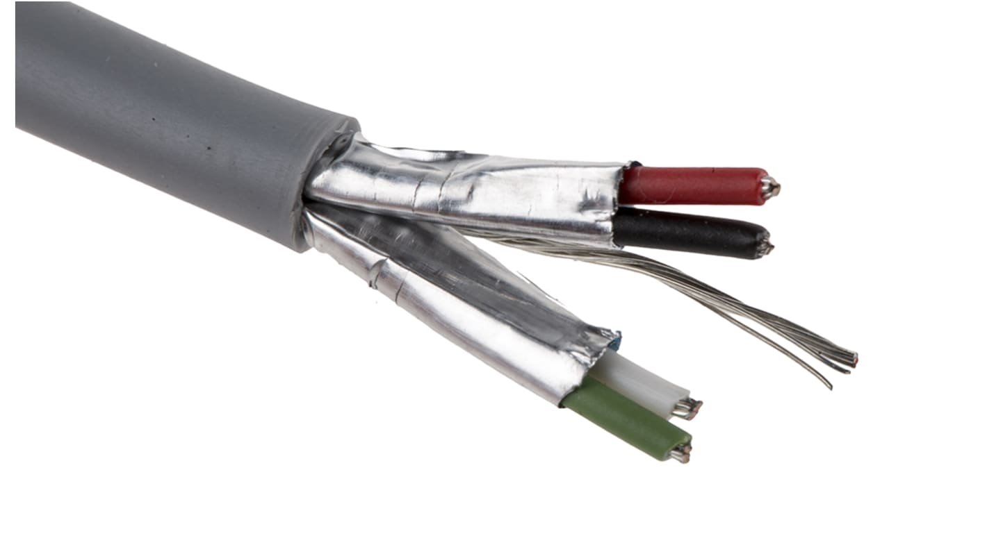 RS PRO Multipair Industrial Cable, 2 Pairs, Screened, 22 AWG, 100m, Aluminium Foil-PET Tape Shield