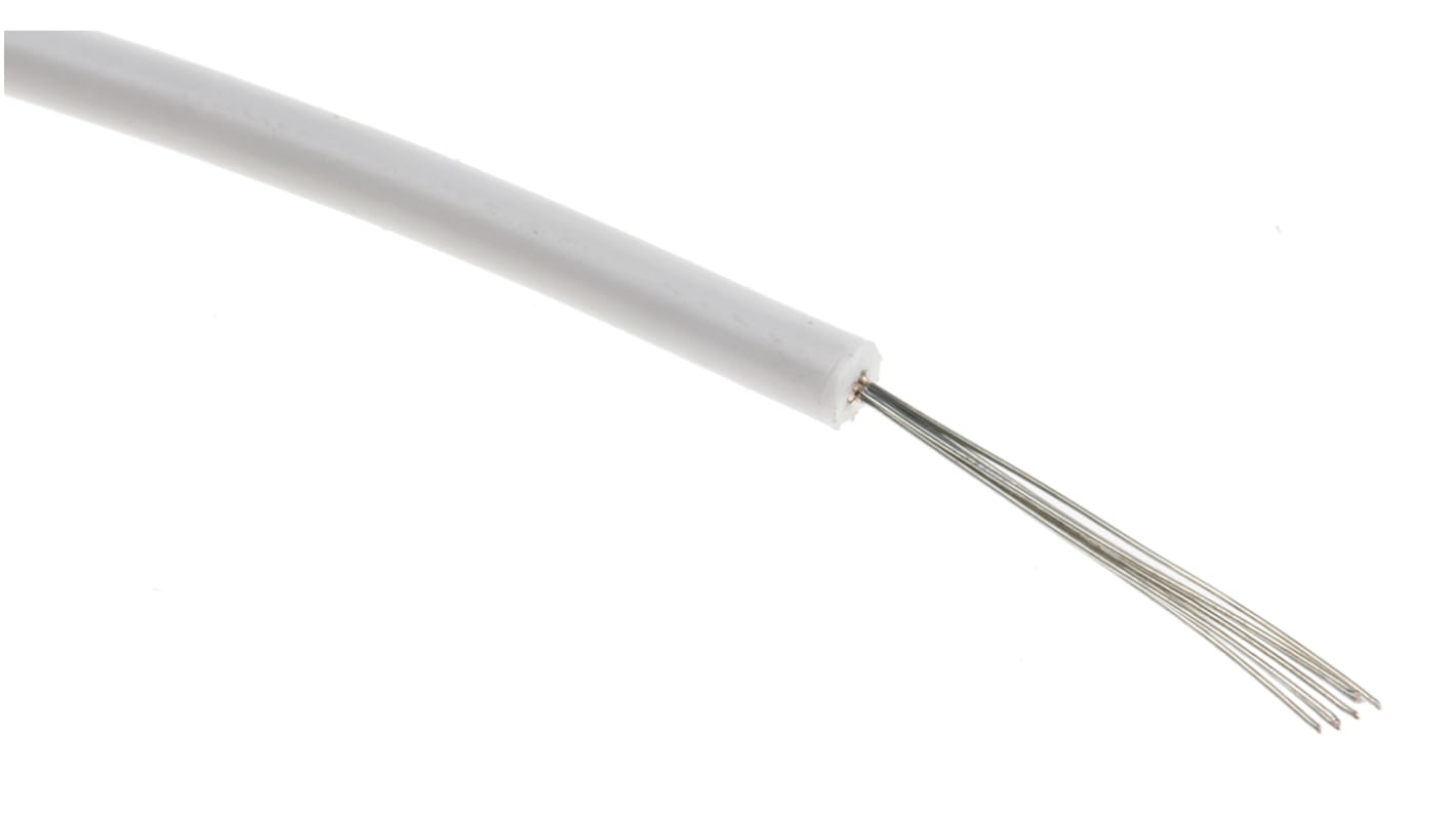 RS PRO White 0.2 mm² Hook Up Wire, 24 AWG, 7/0.2 mm, 100m, PVC Insulation