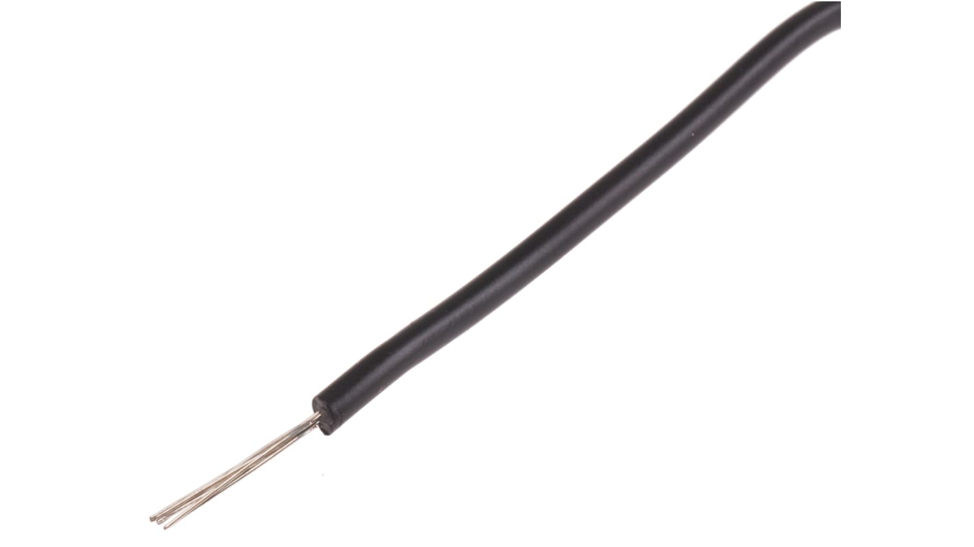RS PRO Black 0.33 mm² Hook Up Wire, 22 AWG, 7/0.25 mm, 100m, PVC Insulation
