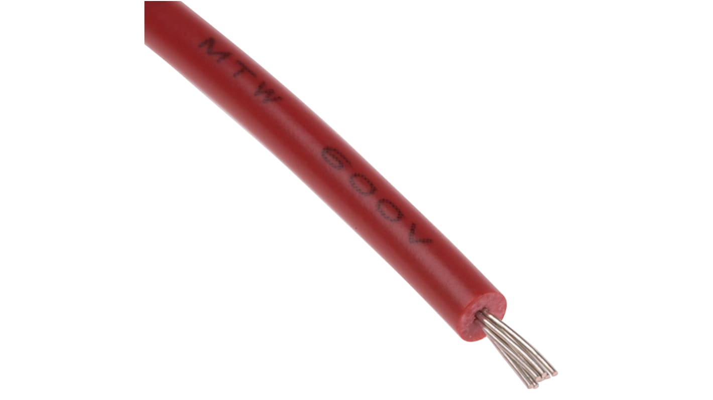RS PRO Red 0.33 mm² Hook Up Wire, 22 AWG, 7/0.25 mm, 100m, PVC Insulation
