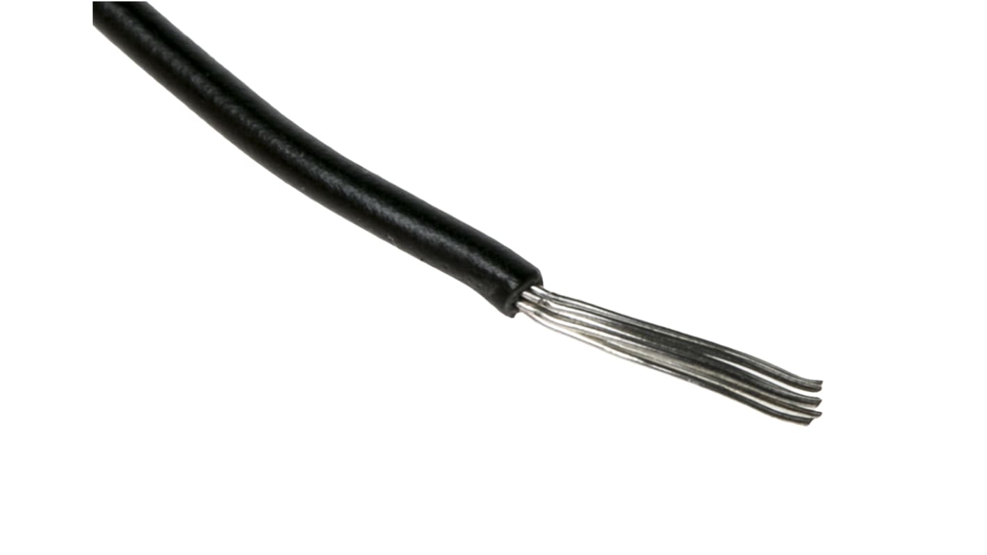 RS PRO Black 0.33 mm² Hook Up Wire, 22 AWG, 7/0.25 mm, 100m, SR-PVC Insulation