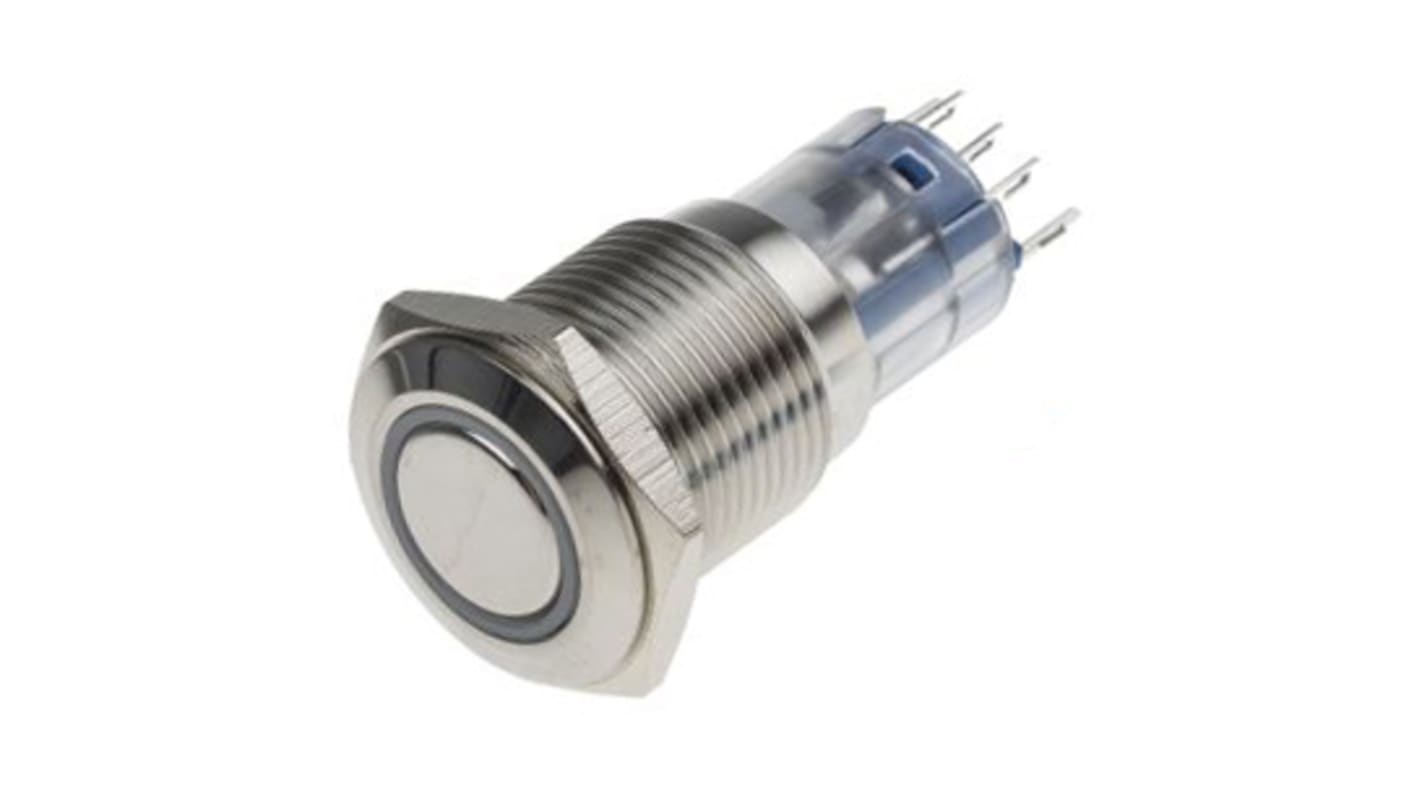 RS PRO Illuminated Push Button Switch, Latching, Panel Mount, 16mm Cutout, SPDT, White LED, 250V ac, IP65, IP67