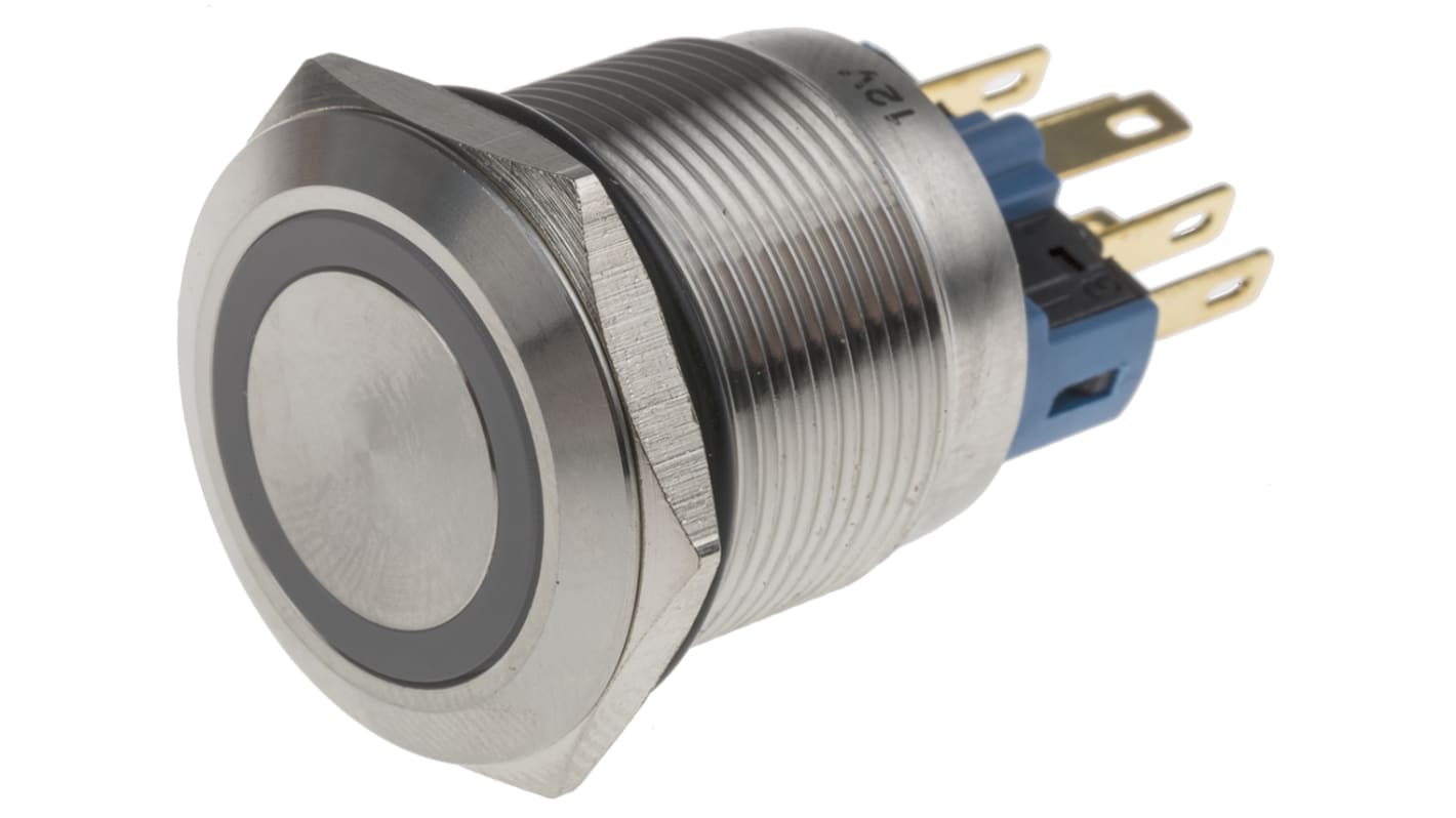 RS PRO Illuminated Push Button Switch, Latching, Panel Mount, 22mm Cutout, SPDT, Green LED, 12V, IP65, IP67
