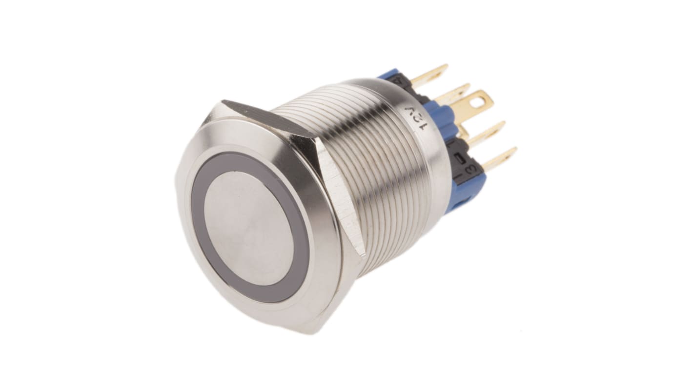 RS PRO Illuminated Push Button Switch, Latching, Panel Mount, 22mm Cutout, SPDT, White LED, 250V ac, IP65, IP67