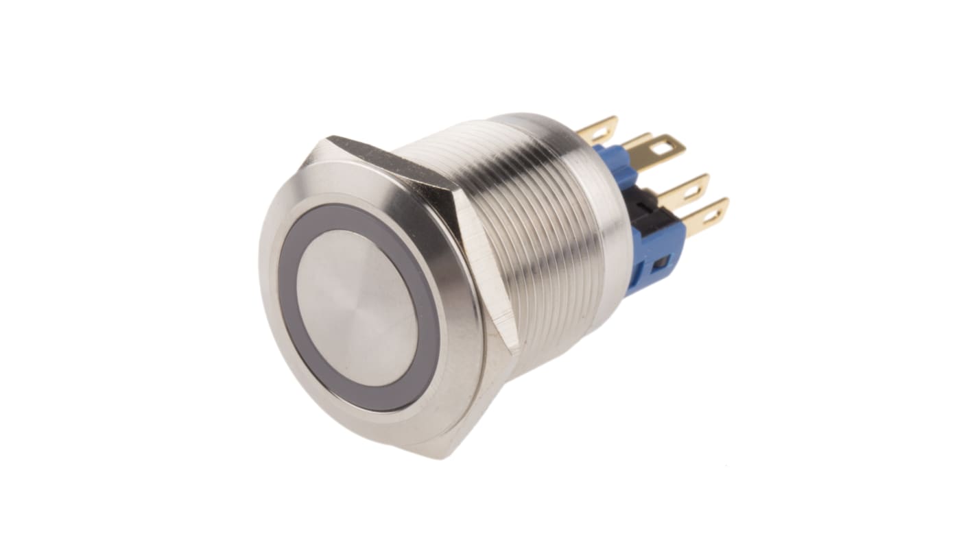 RS PRO Illuminated Push Button Switch, Latching, Panel Mount, 22mm Cutout, SPDT, Red LED, 250V ac, IP65, IP67