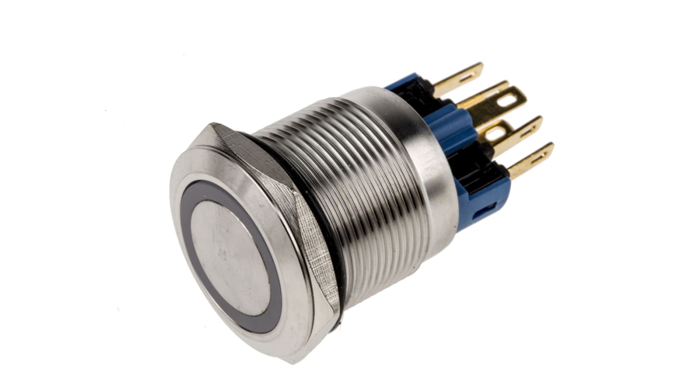 RS PRO Illuminated Push Button Switch, Latching, Panel Mount, 22mm Cutout, SPDT, Yellow LED, 250V ac, IP65, IP67