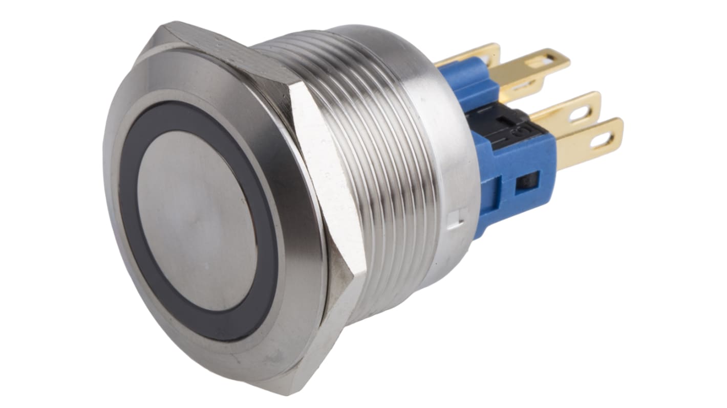 Interruttore a pulsante RS PRO, Momentaneo, SPDT, luminoso, 5 A a 250 V c.a., IP65, IP67 Montaggio a pannello