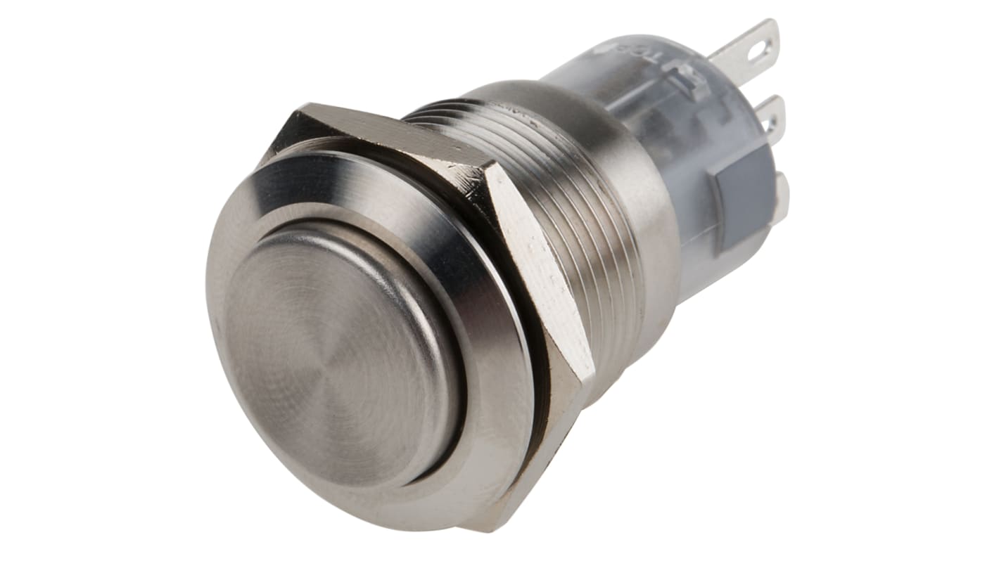 RS PRO Push Button Switch, Latching, Panel Mount, 19mm Cutout, SPDT, 250V ac, IP65, IP67