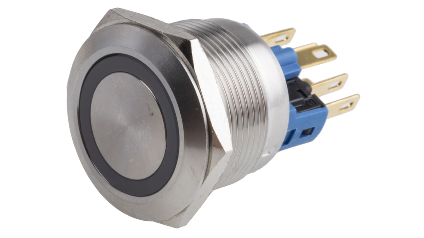 RS PRO Illuminated Push Button Switch, Momentary, Panel Mount, 22mm Cutout, SPDT, Yellow LED, 250V ac, IP65, IP67