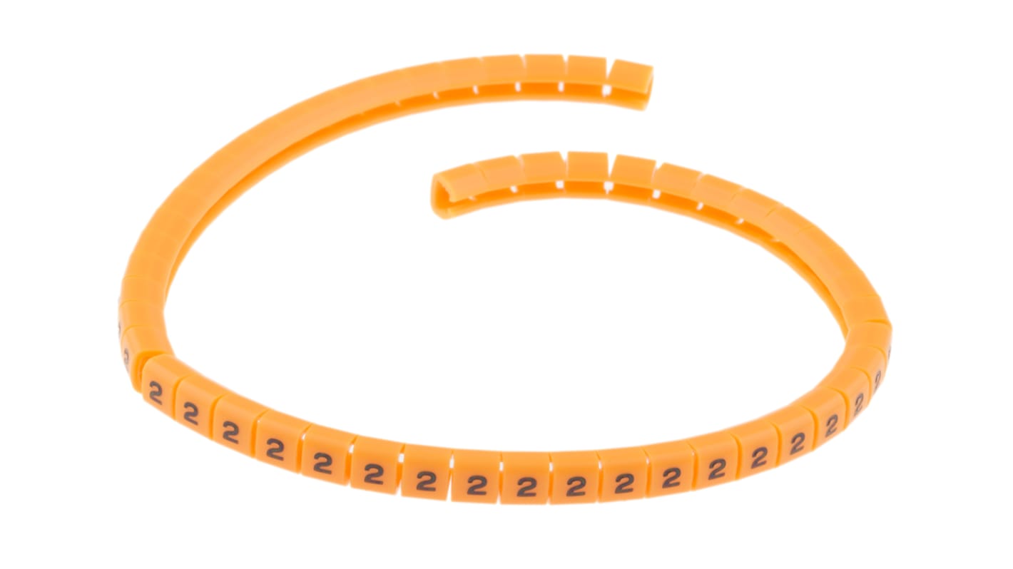 RS PRO 电缆标识, 卡入式固定, 线径3 → 3.4mm, 橙底黑字, 4mm