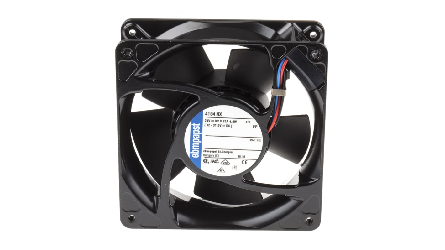 ebm-papst 4100 N Series Axial Fan, 24 V dc, DC Operation, 180m³/h, 4.9W, 119 x 119 x 38mm
