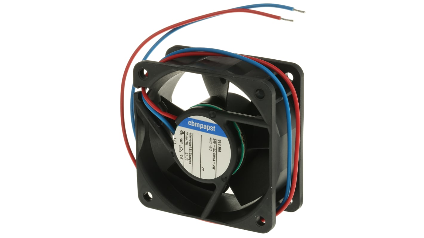 ebm-papst 600 N DC-Axiallüfter, Kugellager, 24 V dc / 1.3W, 60 x 60 x 25mm, 4100U/min, 35m³/h