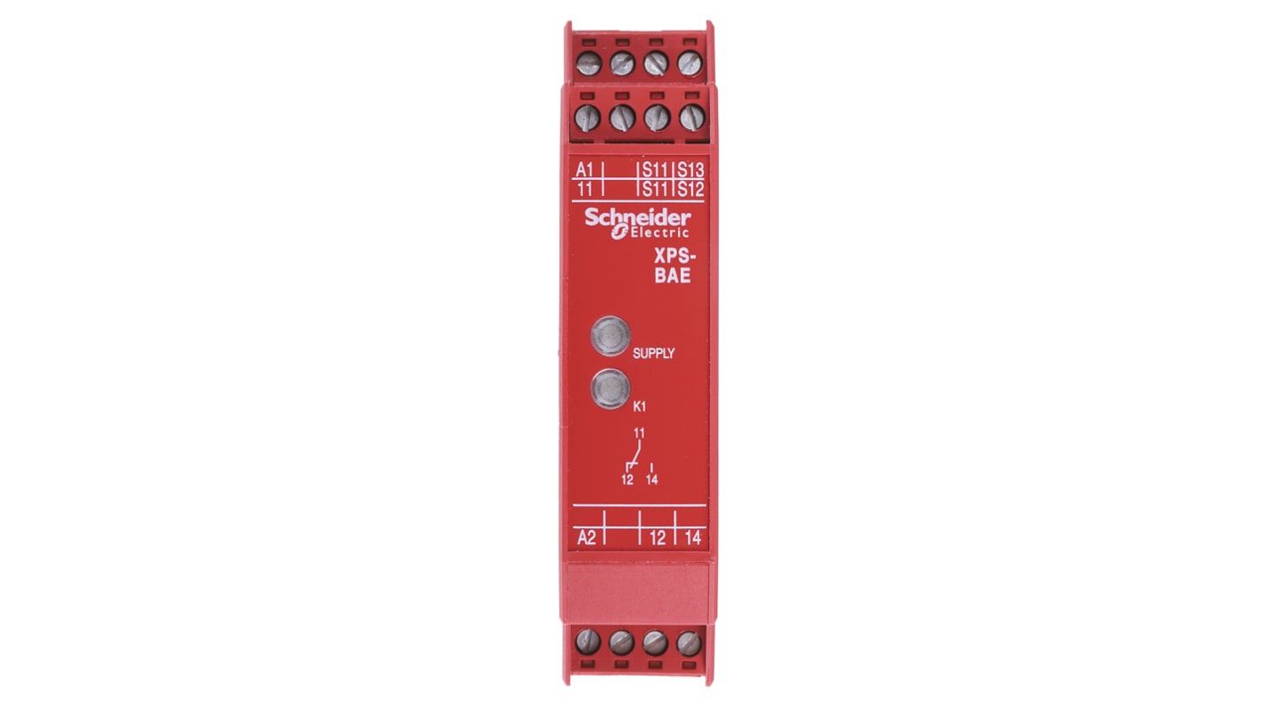 Schneider Electric Preventa XPS XPSBAE 1 Auxiliary Contacts Safety Relay 24V ac/dc 2 Safety Contacts