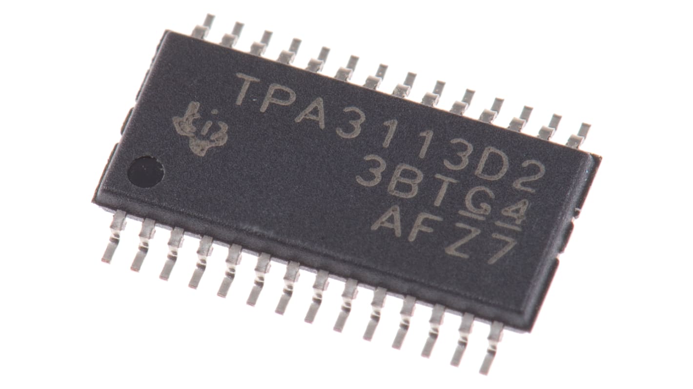 Texas Instruments 音频放大器, 6W, D 级, 28针, 贴片安装, HTSSOP, 8 → 26 V单电源, 用于音频设备