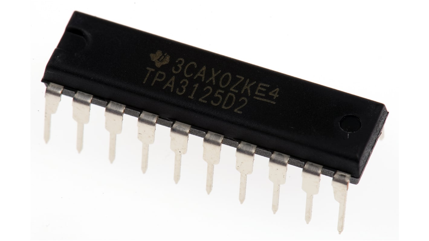 Texas Instruments, 2-ChannelAudio10W, 20-Pin PDIP TPA3125D2N