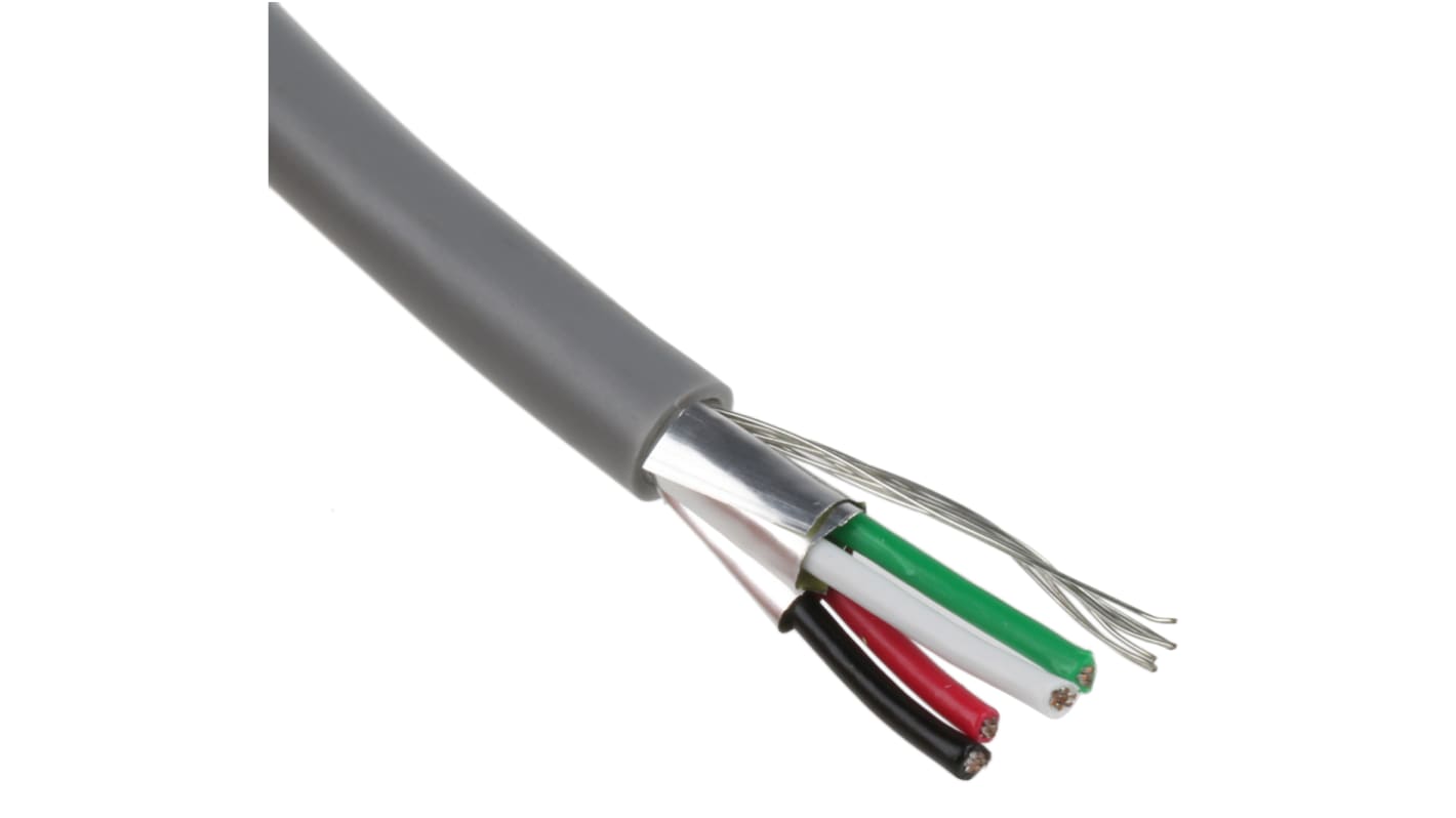 RS PRO Data Cable, 2 Pairs, 4 Cores, 0.34 mm², Screened, 22 AWG, 100m, Aluminium Foil-PET Tape Shield