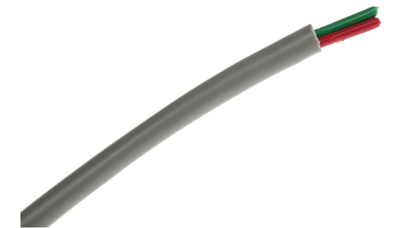 RS PRO Data Cable, 1 Pairs, 2 Cores, 0.64 mm², Unscreened, 22 AWG, 100m, None Shield