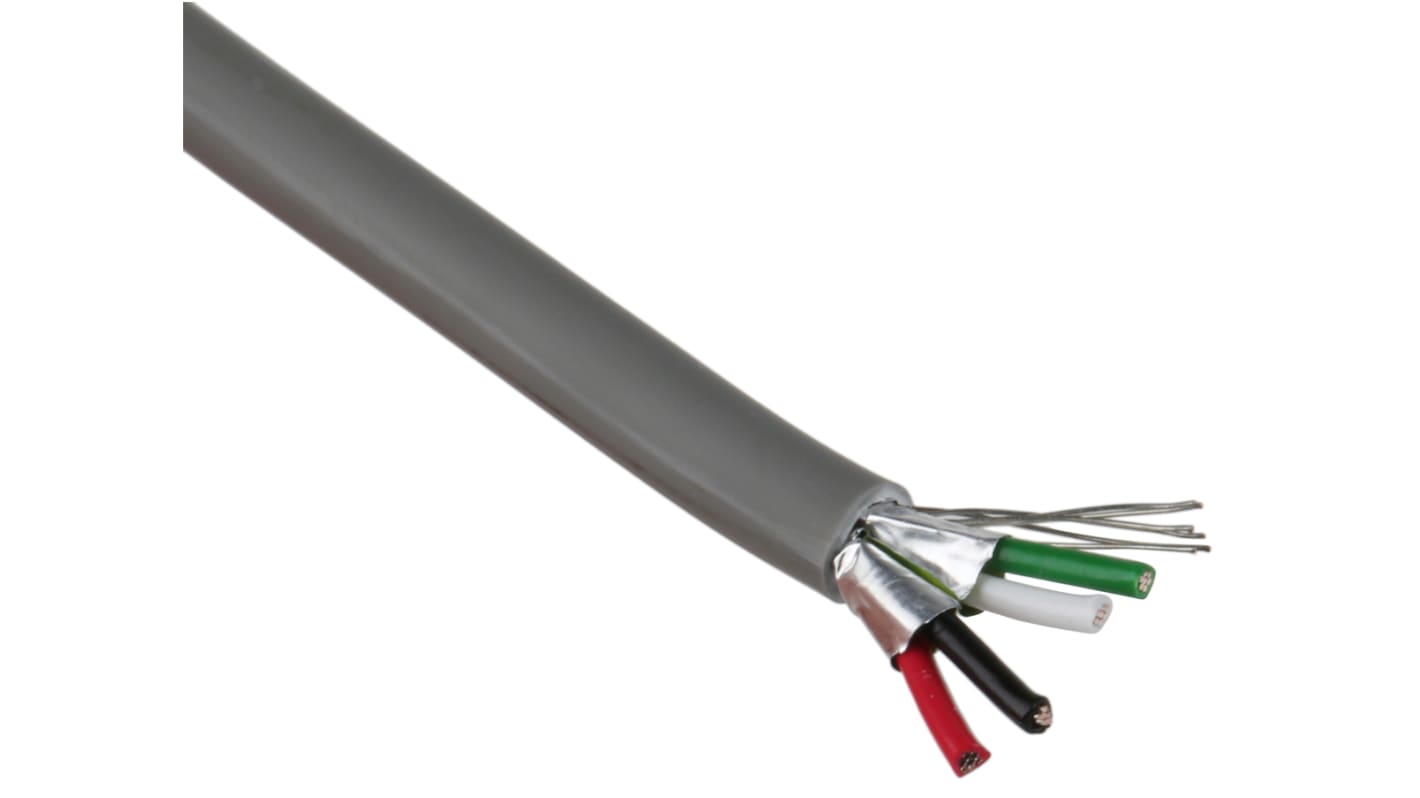RS PRO 4芯2对屏蔽线 0.76 mm²多芯线 数据电缆, 24 AWG, LSZH灰色护套